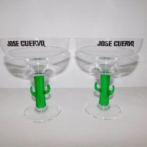 Set 2 Vintage Jose Cuervo tequila Acrylic Cactus Stem Margarita Glasses